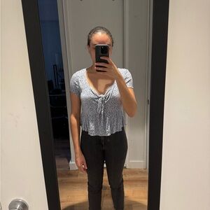 Hollister Cap Sleeve Tie Front Blouse